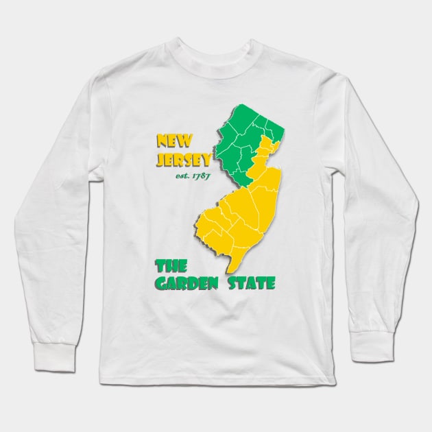 New Jersey The Garden State Long Sleeve T-Shirt by Steady Eyes